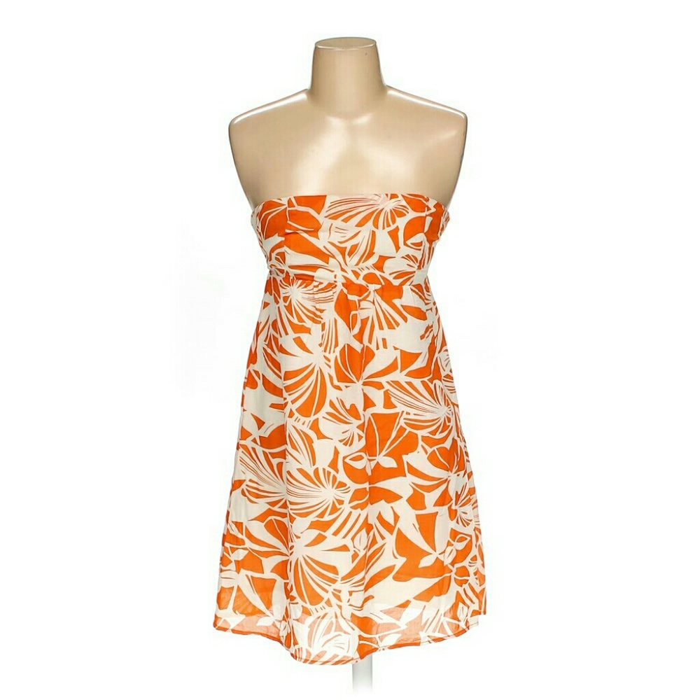 Orange Tropical Print Dress